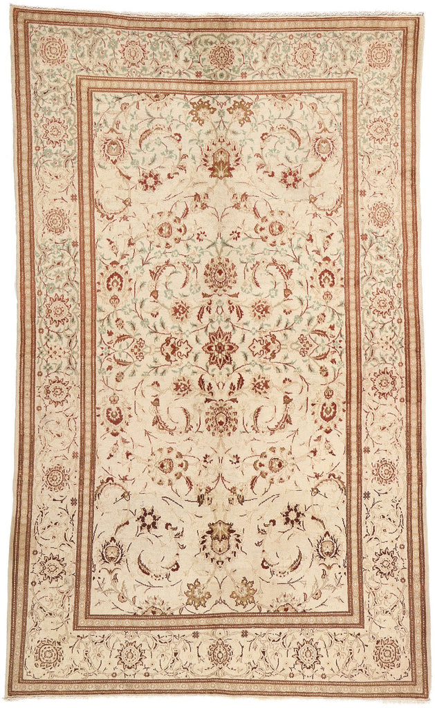 4 x 7 Antique Neutral Persian Kashan Rug 53764