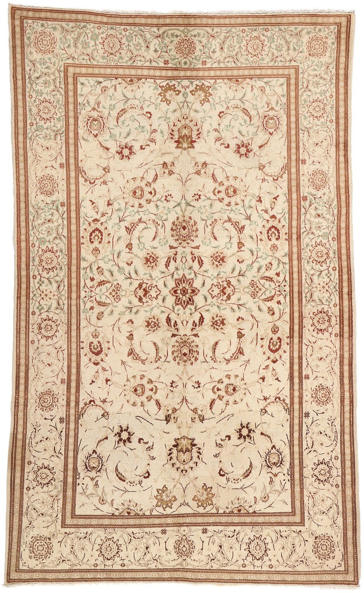 4 x 7 Antique Neutral Persian Kashan Rug 53764