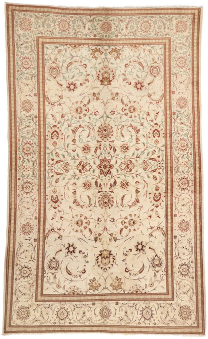 4 x 7 Antique Neutral Persian Kashan Rug 53764