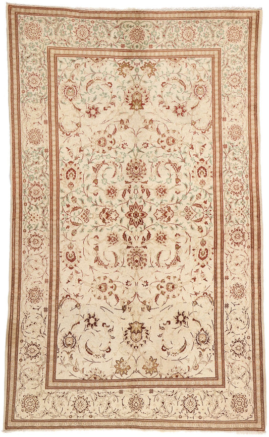 4 x 7 Antique Neutral Persian Kashan Rug 53764