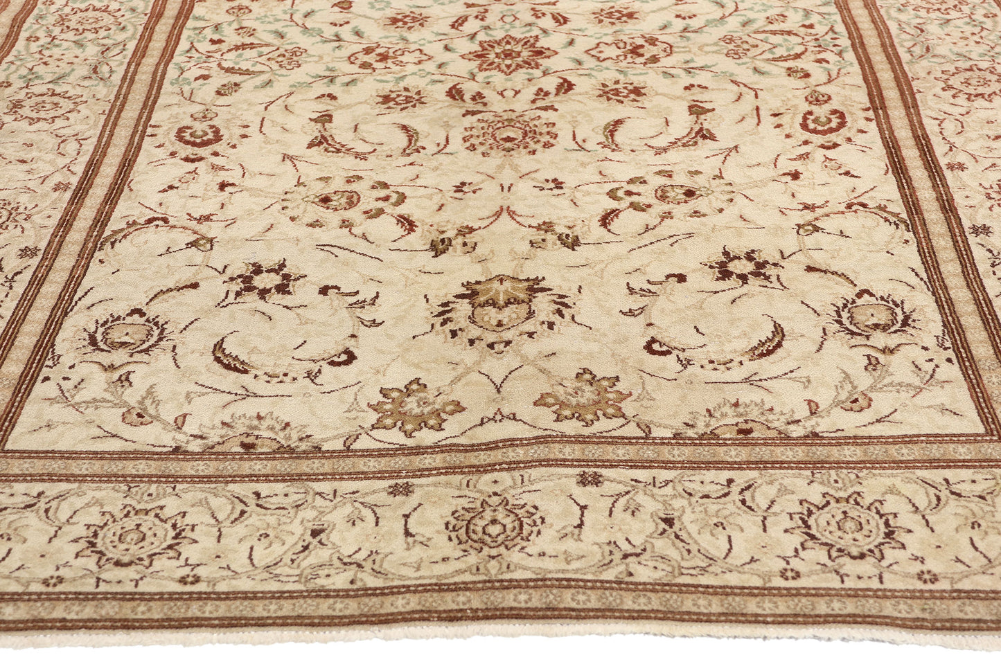 4 x 7 Antique Neutral Persian Kashan Rug 53764