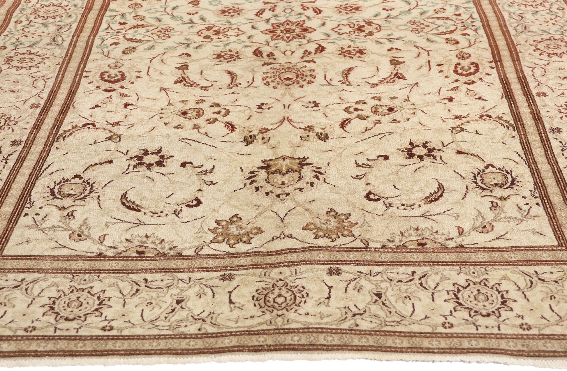 4 x 7 Antique Neutral Persian Kashan Rug 53764