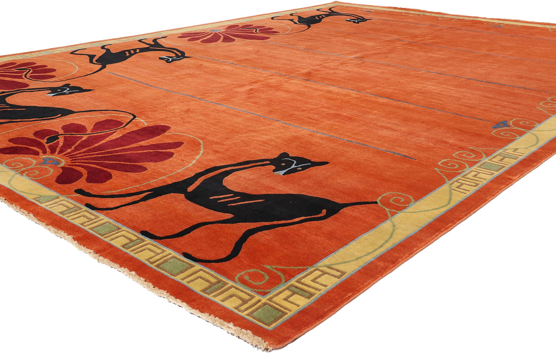 10 x 14 Modern Orange Chinese Art Deco Rug 31094