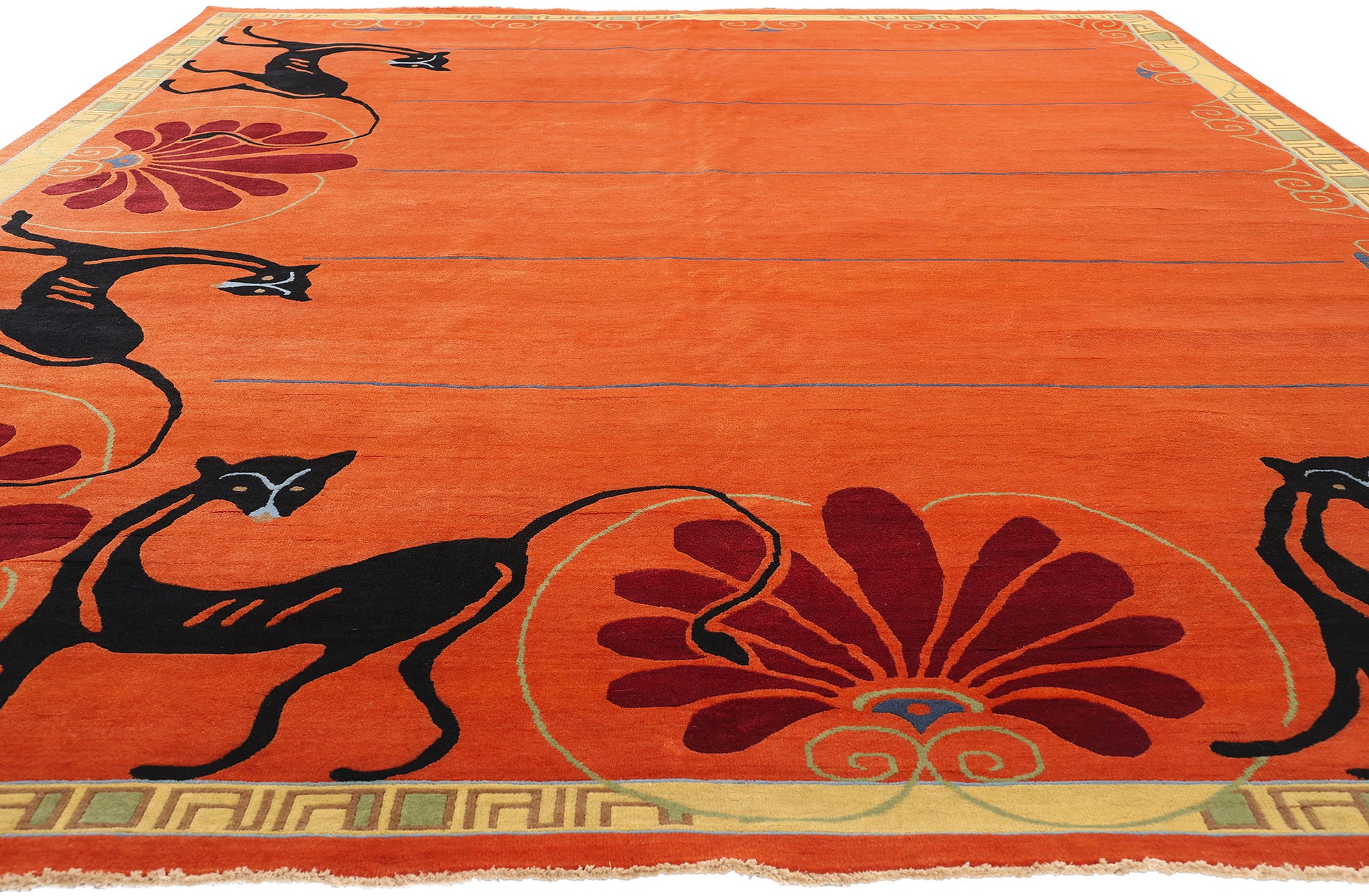 10 x 14 Modern Orange Chinese Art Deco Rug 31094