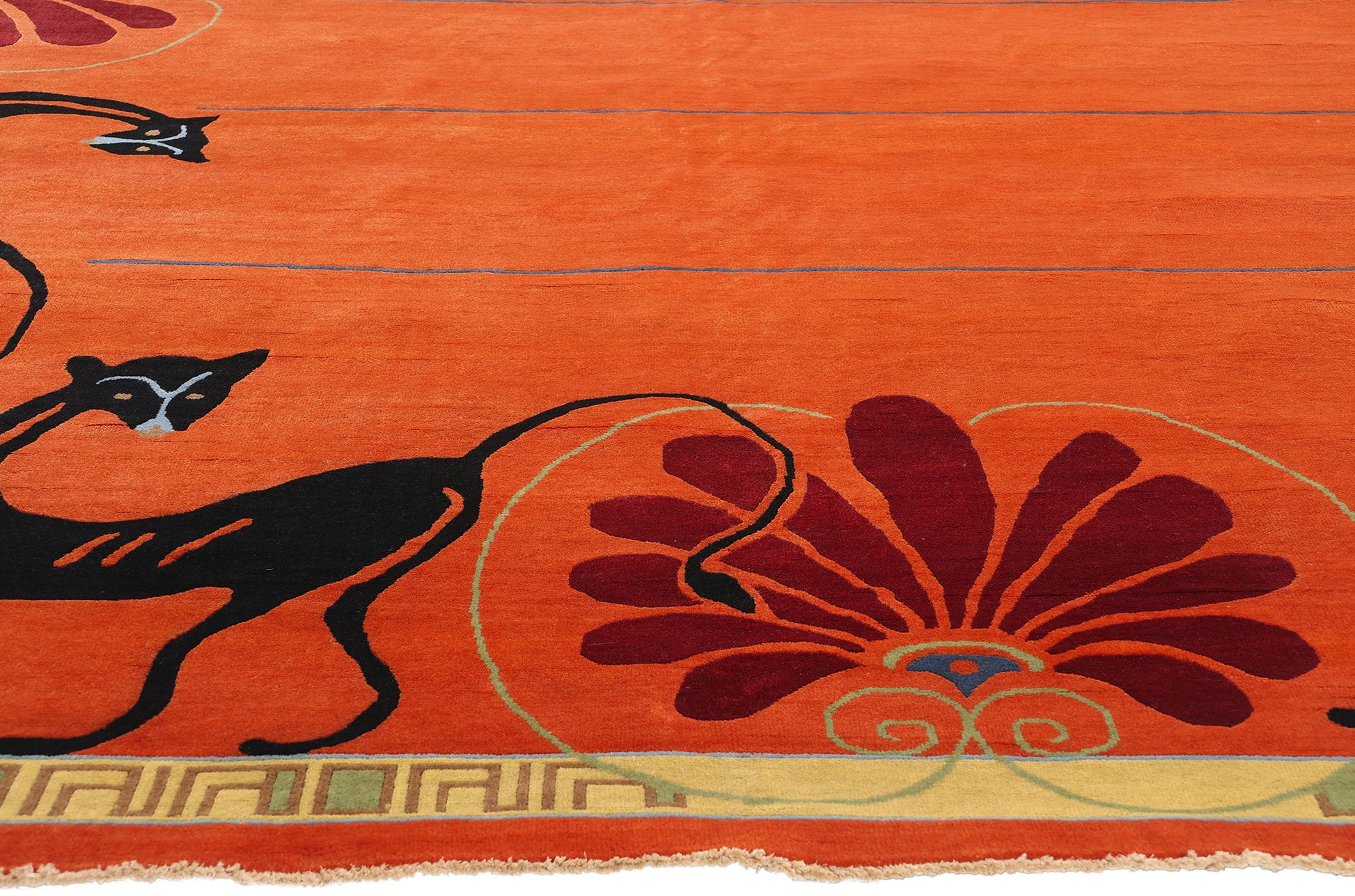 10 x 14 Modern Orange Chinese Art Deco Rug 31094