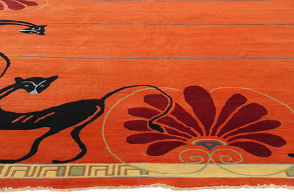 10 x 14 Modern Orange Chinese Art Deco Rug 31094