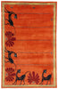 6 x 9 Modern Orange Chinese Art Deco Rug 31322