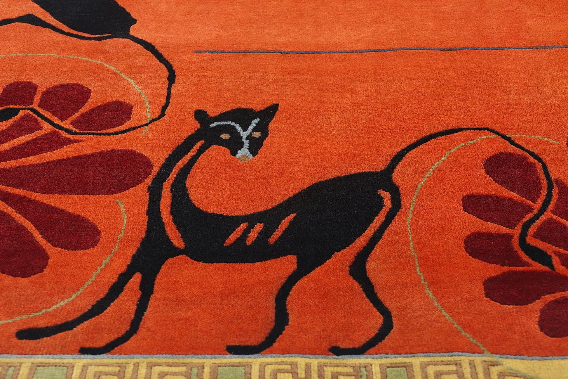 6 x 9 Modern Orange Chinese Art Deco Rug 31322