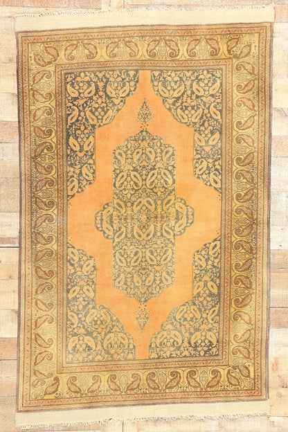 4 x 6 Antique Orange Persian Tabriz Rug 21678