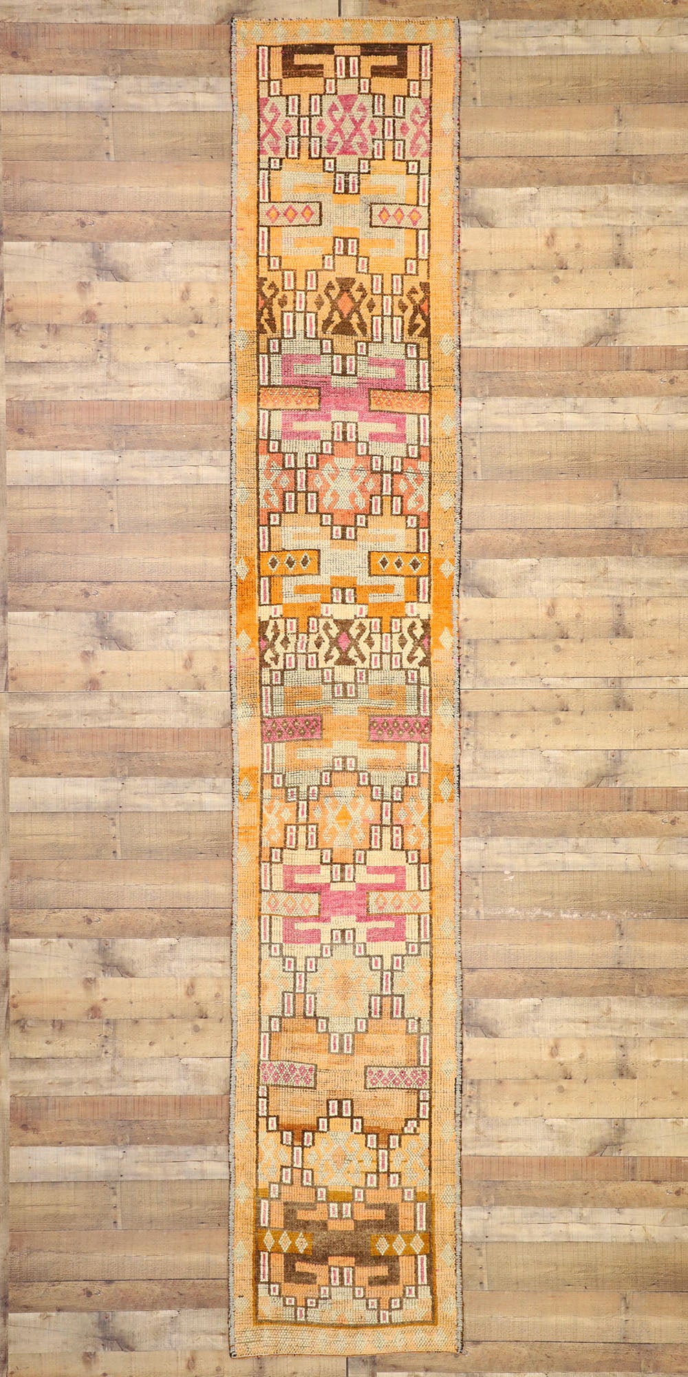 3 x 15 Vintage Orange Turkish Oushak Rug 52666