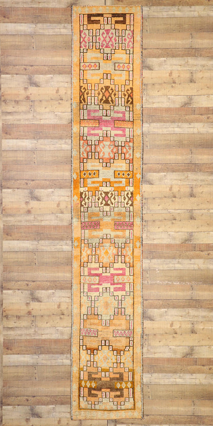 3 x 15 Vintage Orange Turkish Oushak Rug 52666