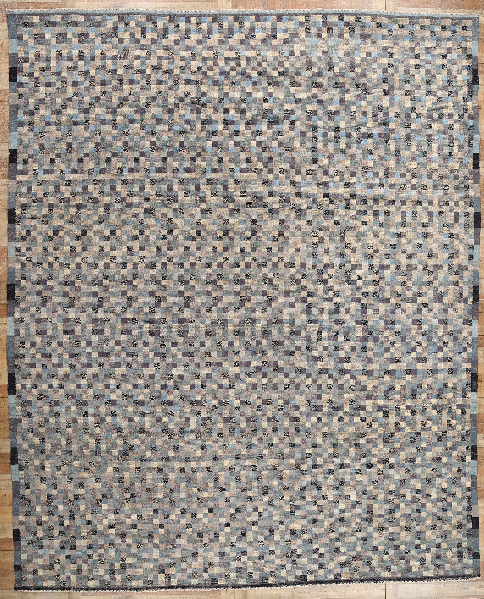 12 x 15 Modern Bauhaus Checkered Moroccan Rug 81053