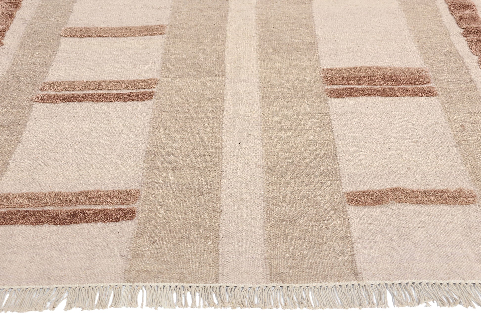 5 x 8 Organic Modern High-Low Kilim Rug 31004