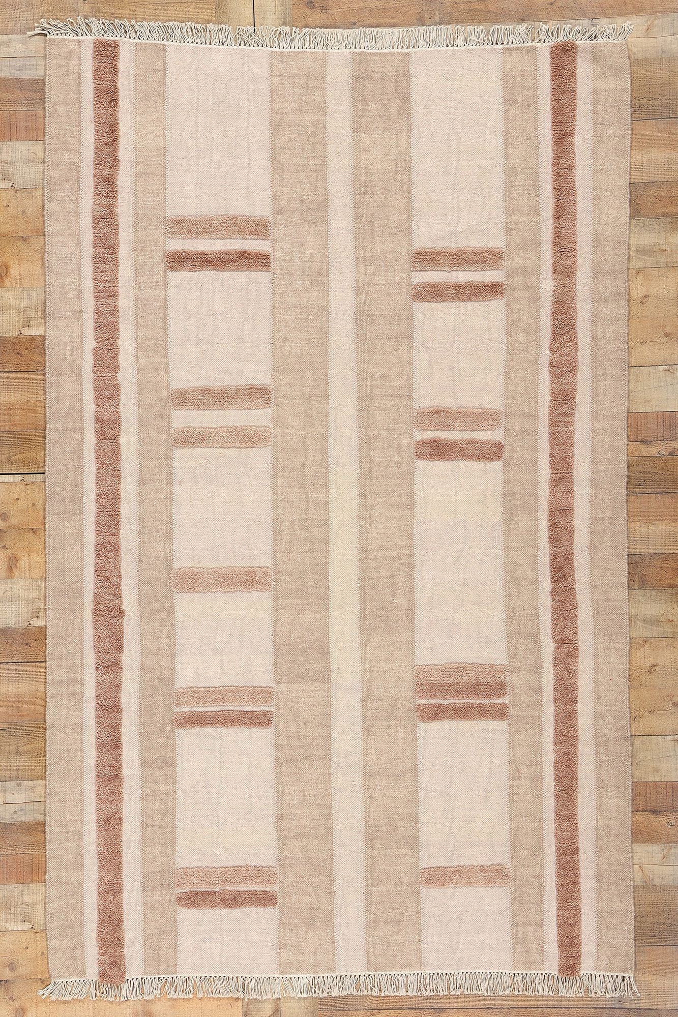 5 x 8 Organic Modern High-Low Kilim Rug 31004