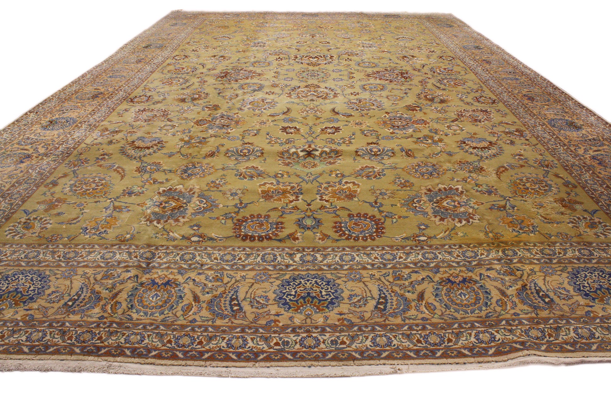 14 x 22 Antique Persian Kashan Rug 71883