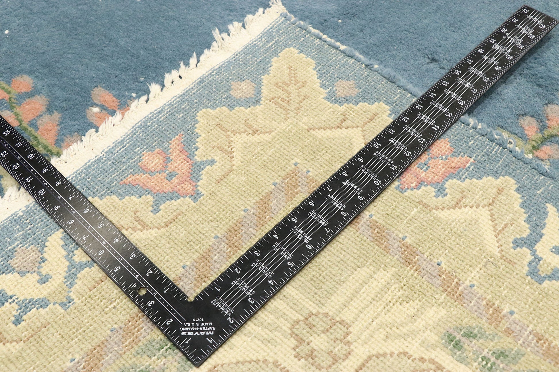 12 x 18 Vintage Blue Floral Indian Rug 77509