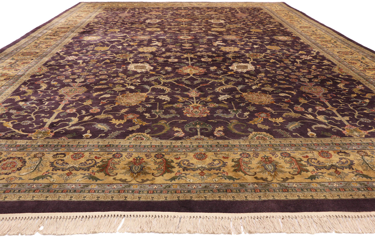 11 x 18 Vintage Aubergine Indian Rug 77316