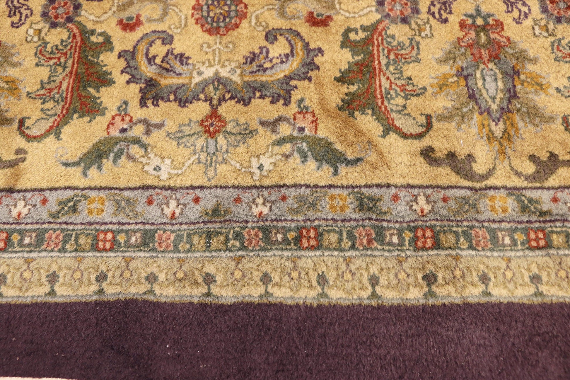 11 x 18 Vintage Aubergine Indian Rug 77316