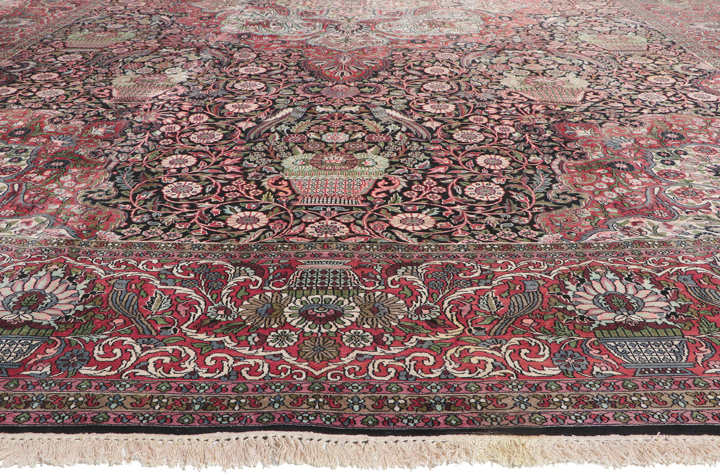 14 x 23 Vintage Indian Silk Kashmir Rug 78328