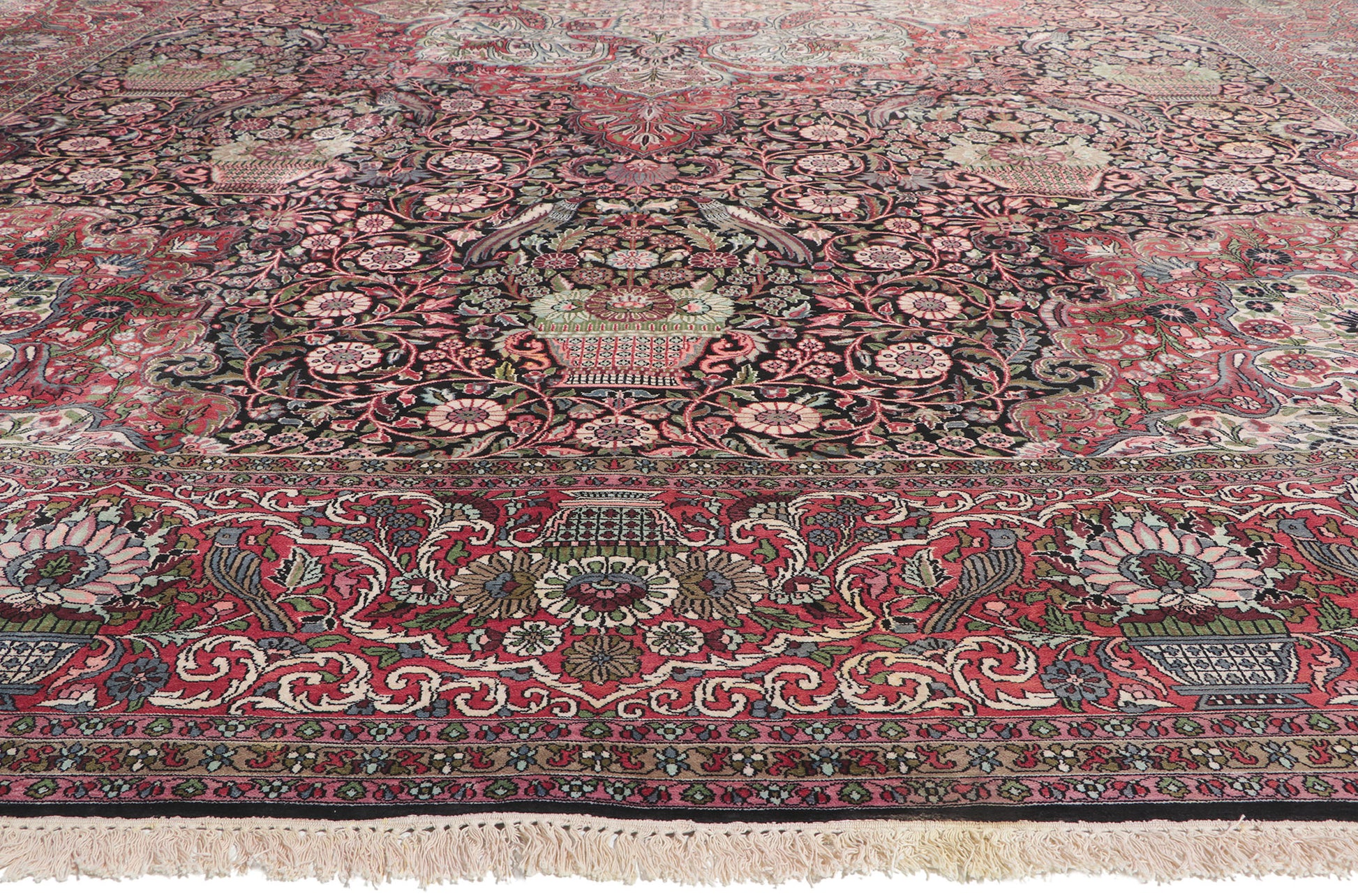 14 x 23 Vintage Indian Silk Kashmir Rug 78328