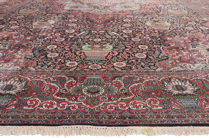 14 x 23 Vintage Indian Silk Kashmir Rug 78328