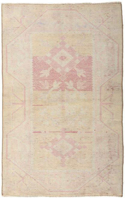 3 x 4 Vintage Pastel Turkish Oushak Rug 53932