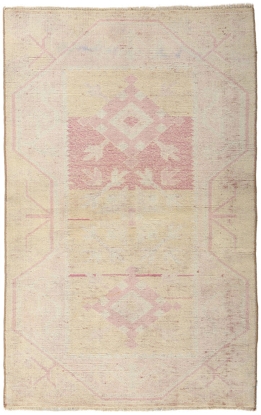 3 x 4 Vintage Pastel Turkish Oushak Rug 53932