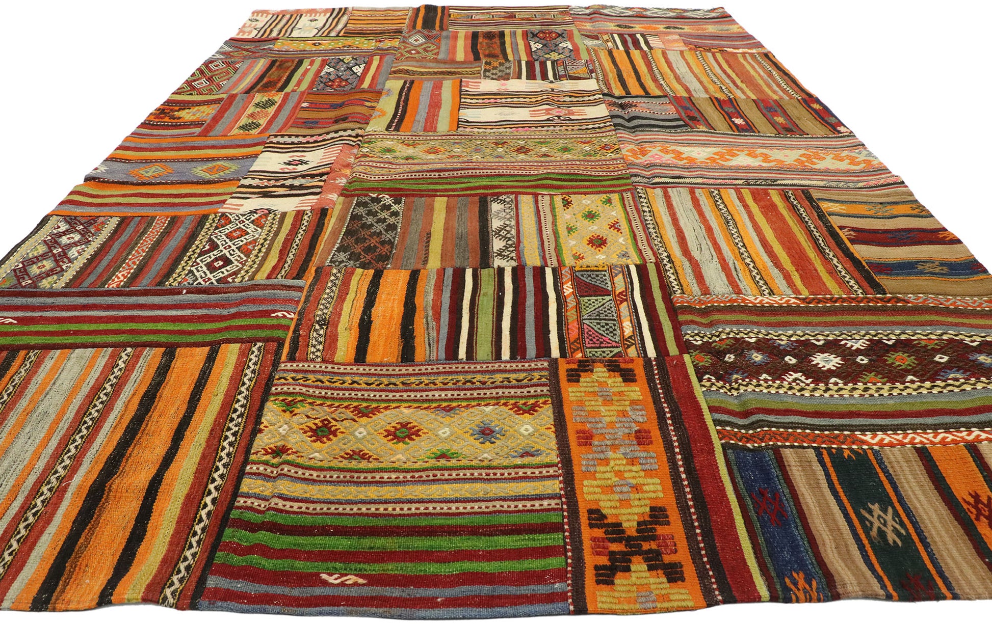 7 x 10 Vintage Patchwork Madras Rug 74242