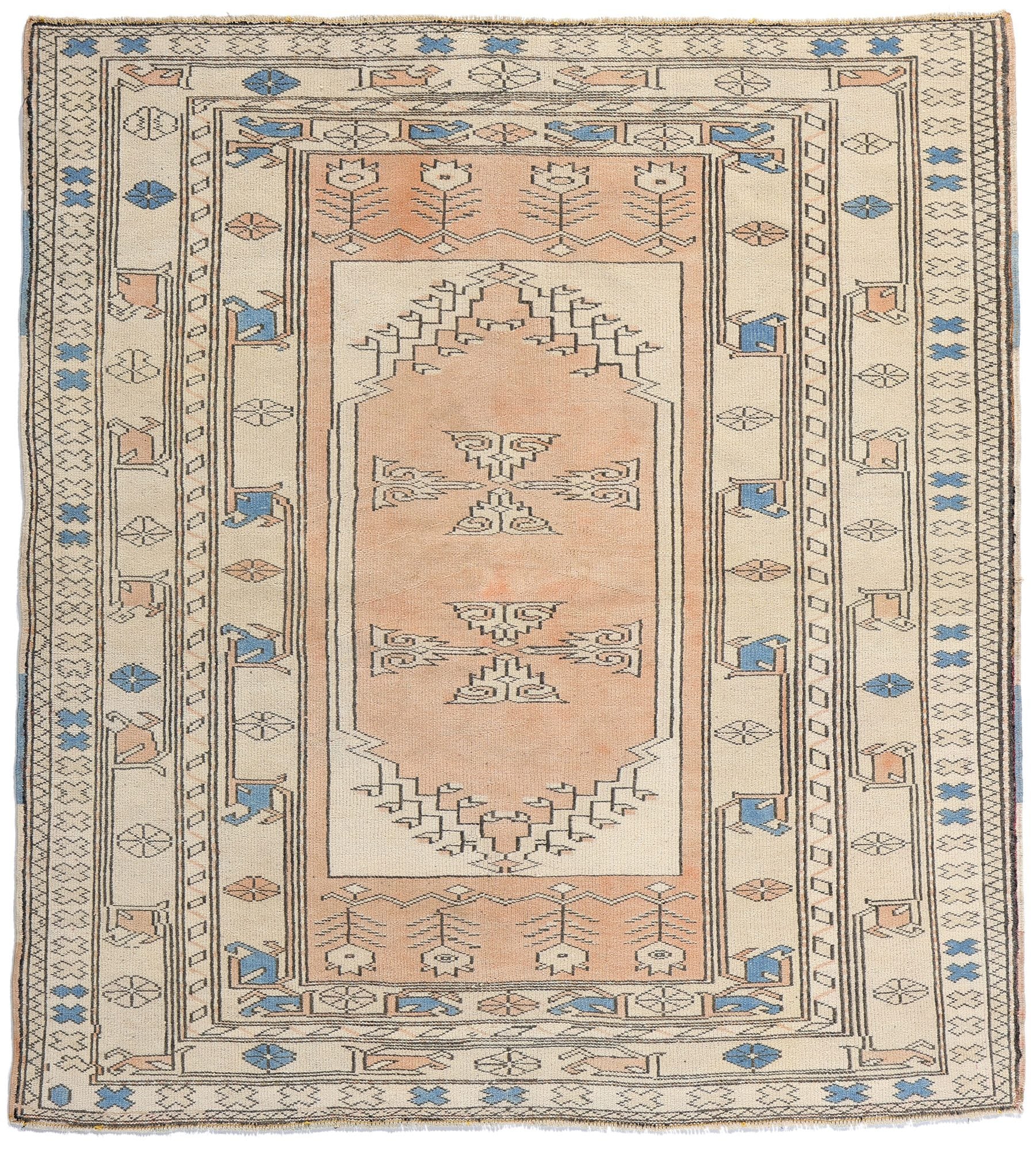 3 x 4 Vintage Peach Turkish Oushak Rug 53927