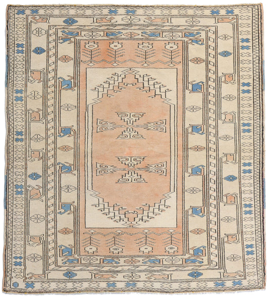 3 x 4 Vintage Peach Turkish Oushak Rug 53927