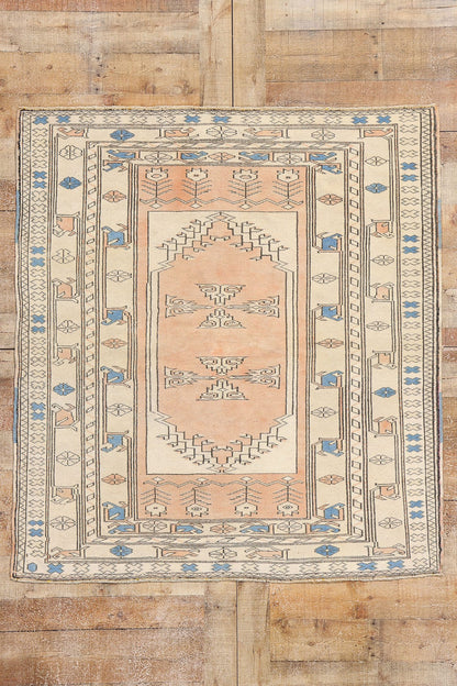 3 x 4 Vintage Peach Turkish Oushak Rug 53927