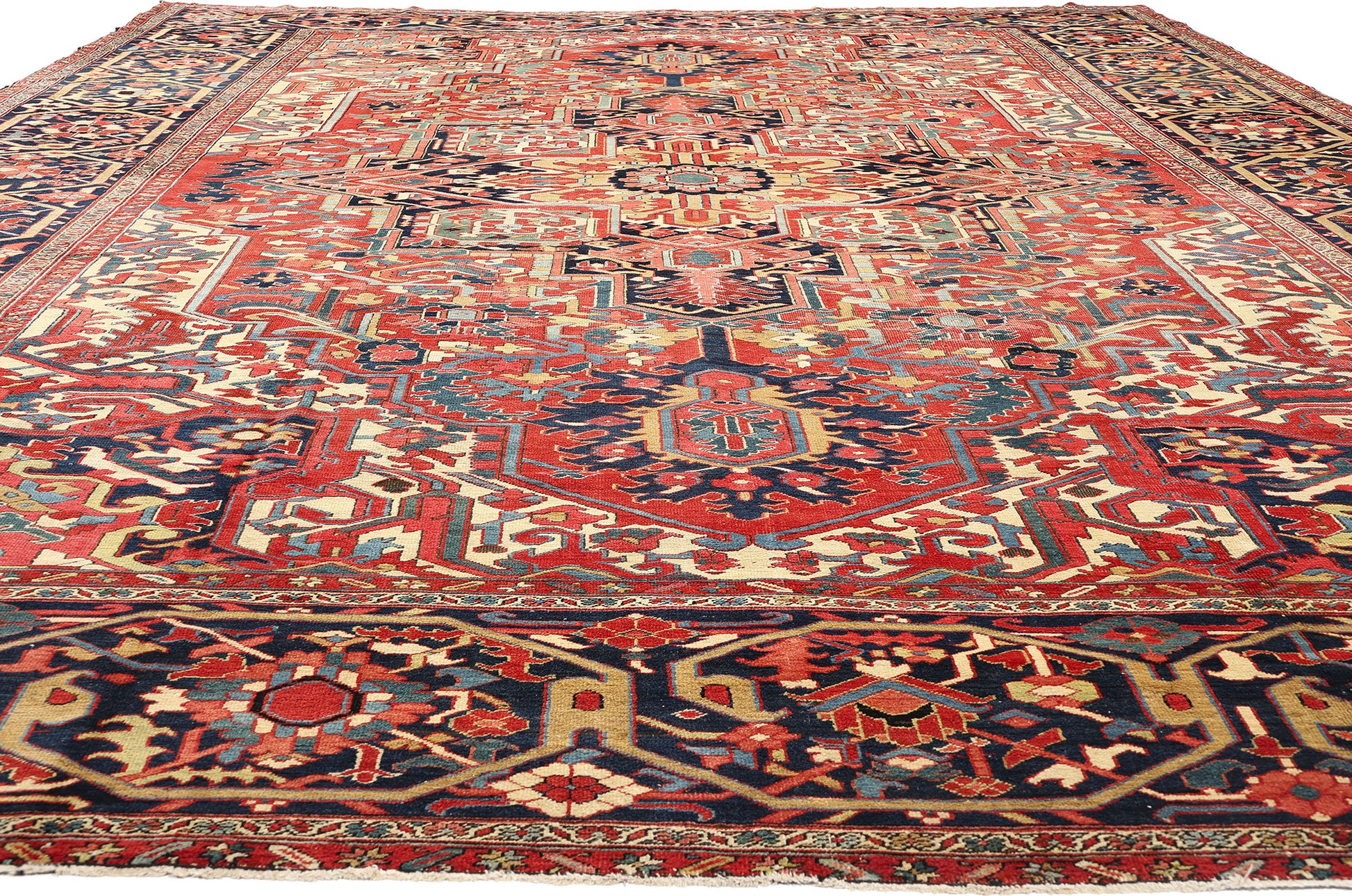 13 x 18 Antique Persian Heriz Rug 78765