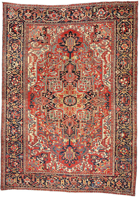 13 x 18 Antique Persian Heriz Rug 78765