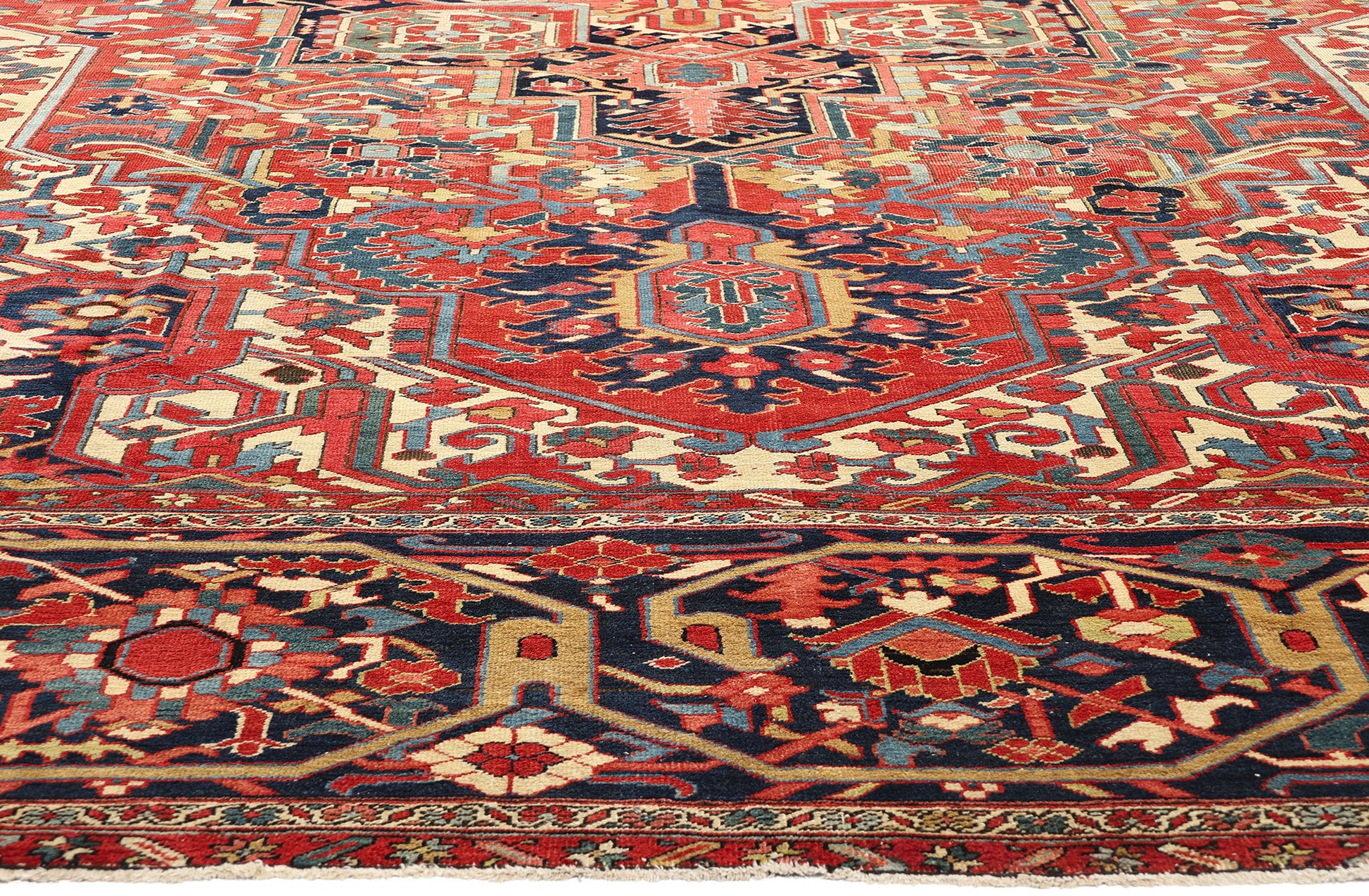 13 x 18 Antique Persian Heriz Rug 78765