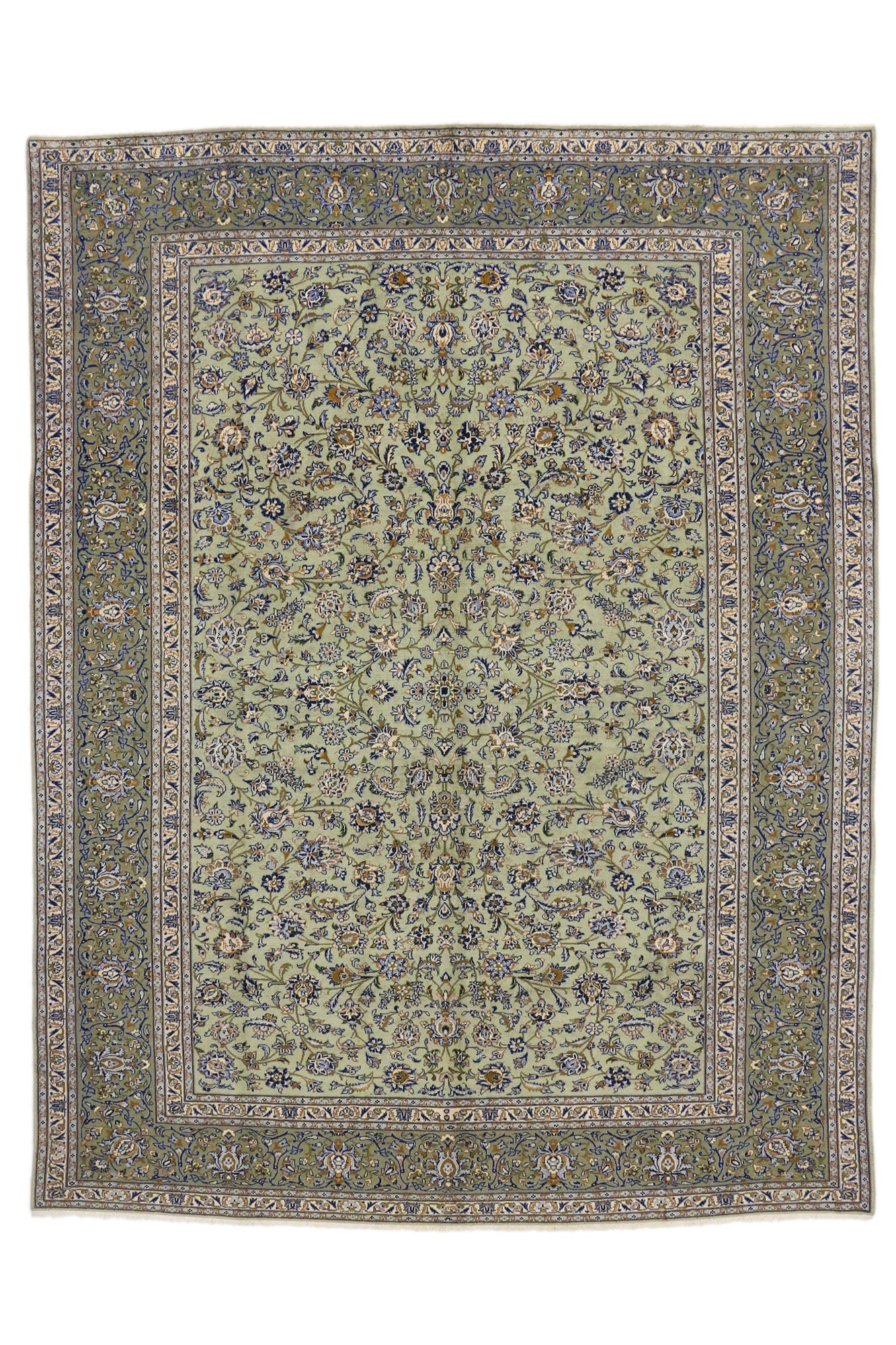 10 x 13 Vintage Persian Yazd Rug 75922