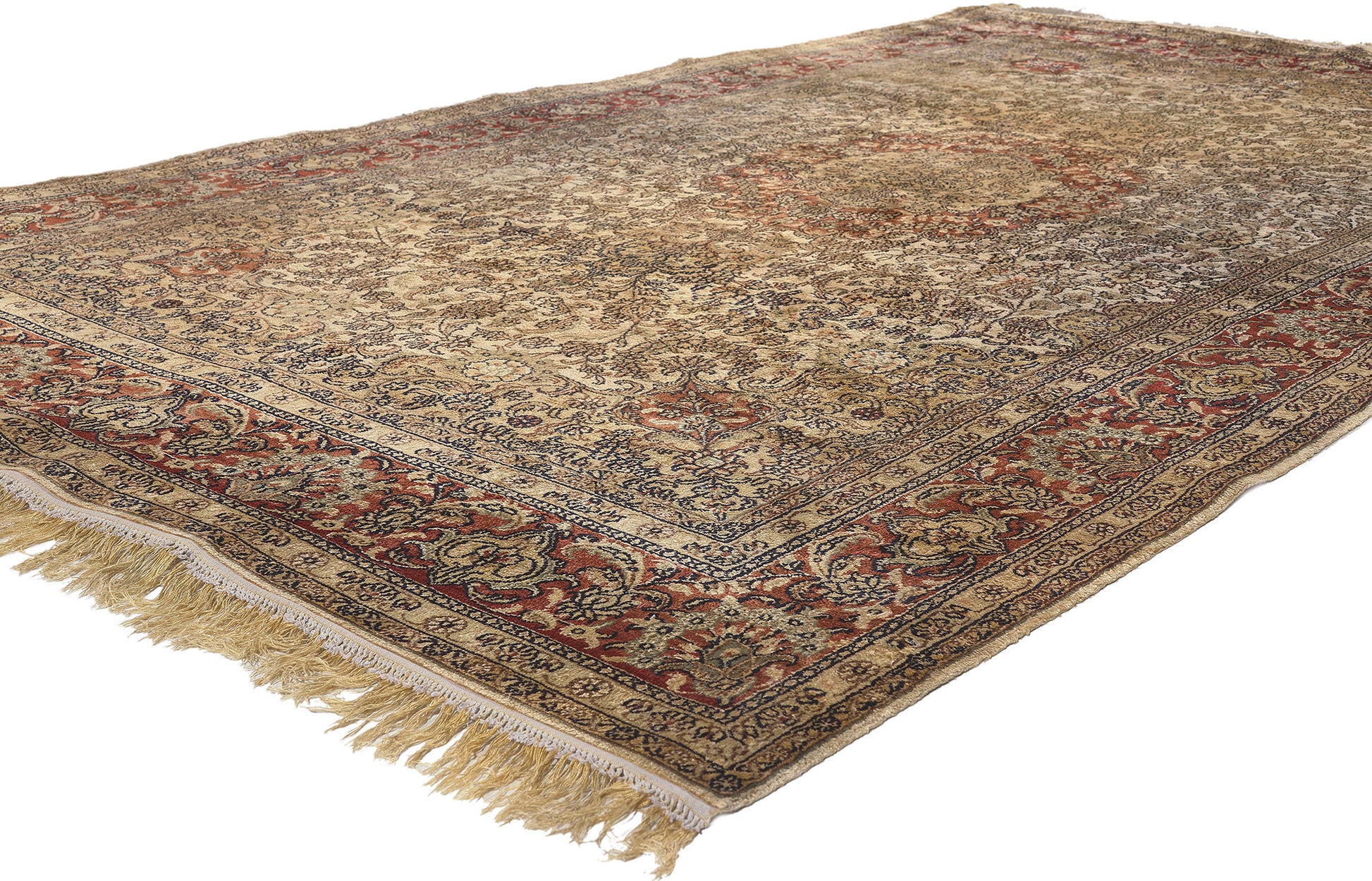 5 x 9 Vintage Persian Silk Qum Rug 78556