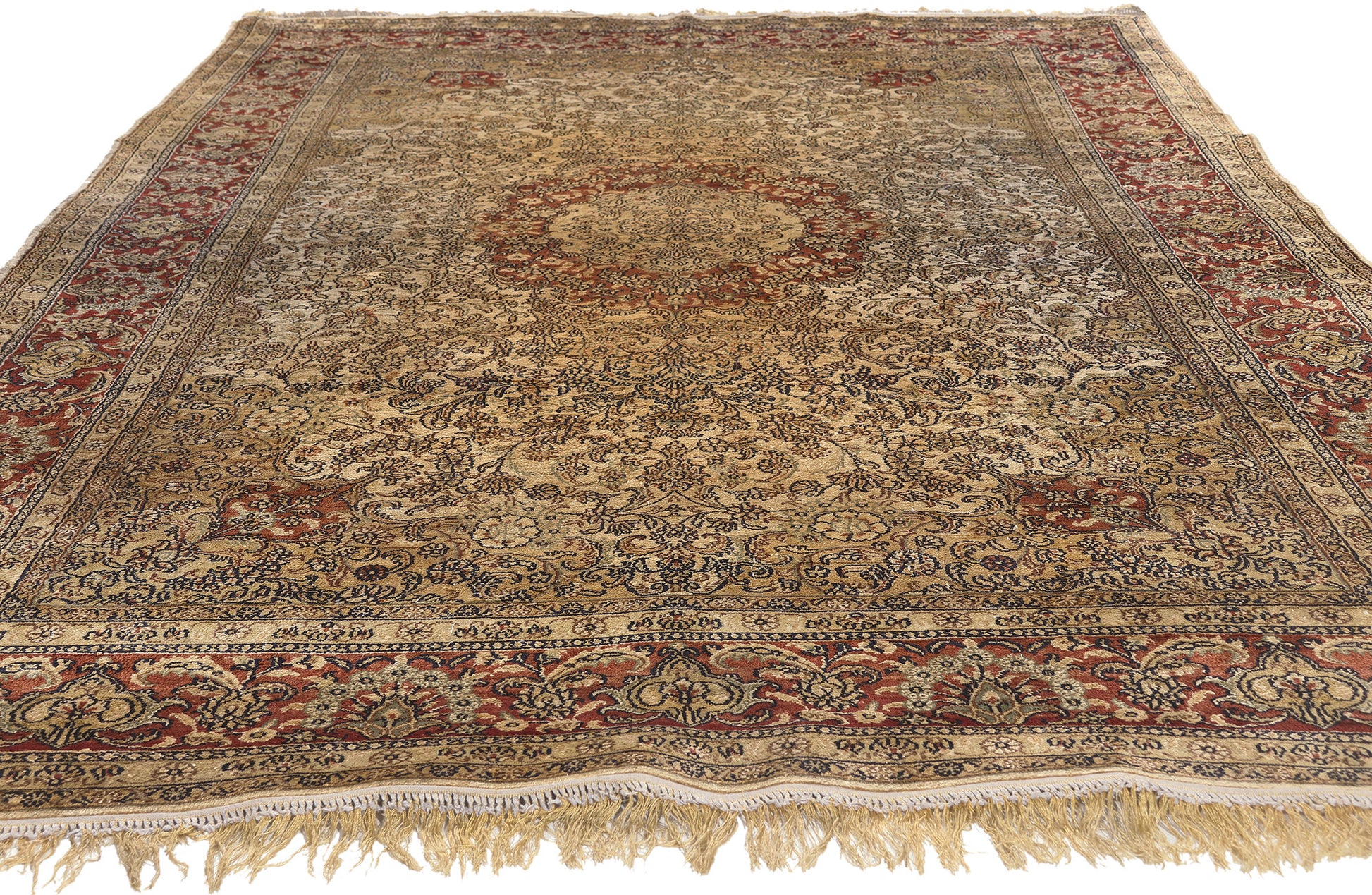 5 x 9 Vintage Persian Silk Qum Rug 78556