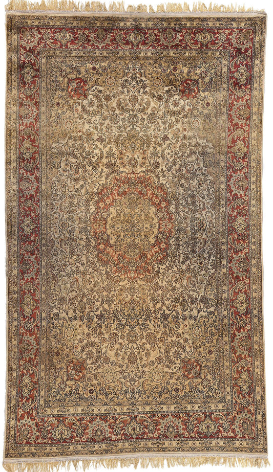 5 x 9 Vintage Persian Silk Qum Rug 78556