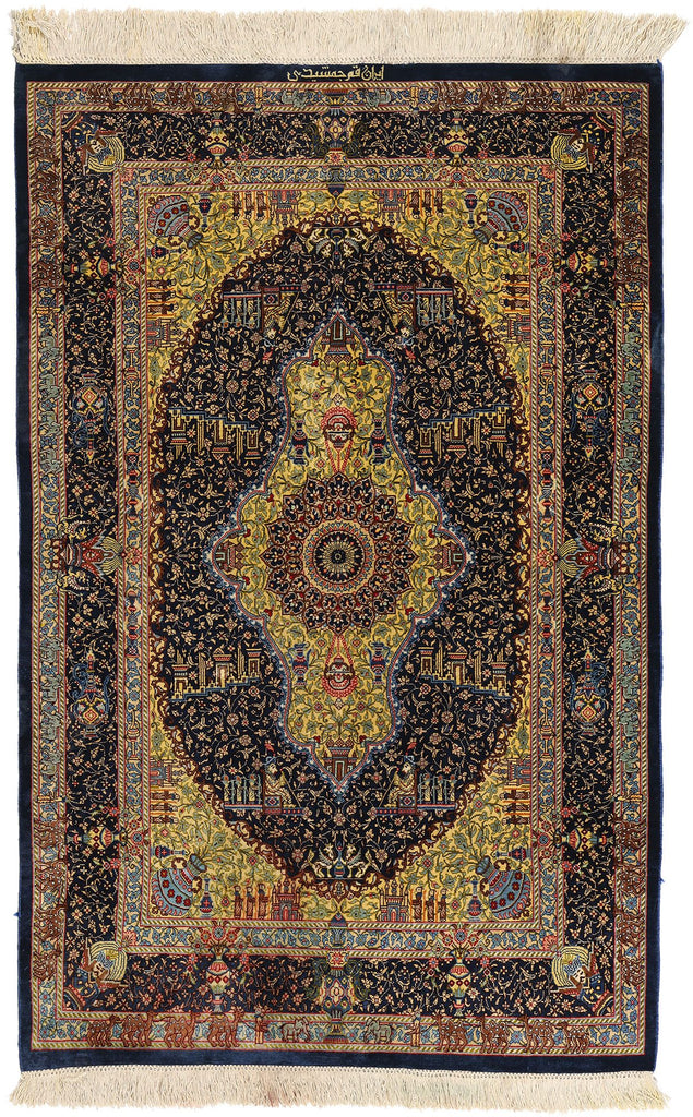 3 x 4 Vintage Persian Jamshidi Silk Qum Rug 78717