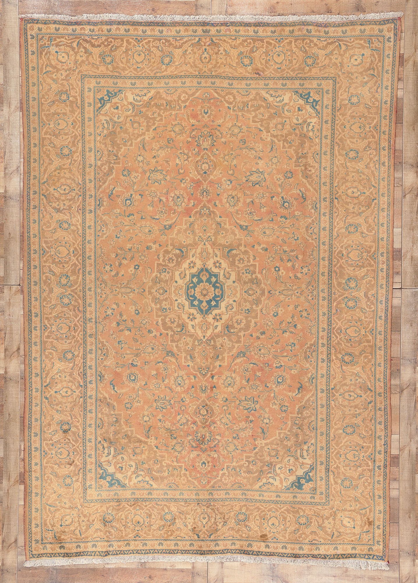 8 x 11 Vintage Persian Yazd Rug 76457
