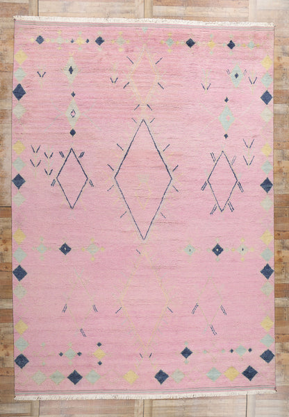 10 x 14 Modern Tribal Boho Pink Moroccan Rug 31306