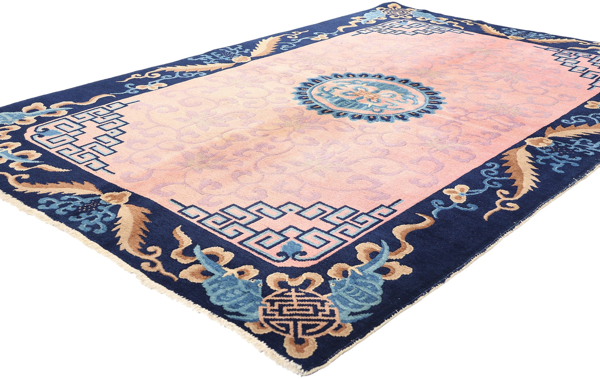 5 x 8 Antique Pink Chinese Art Deco Rug 78184