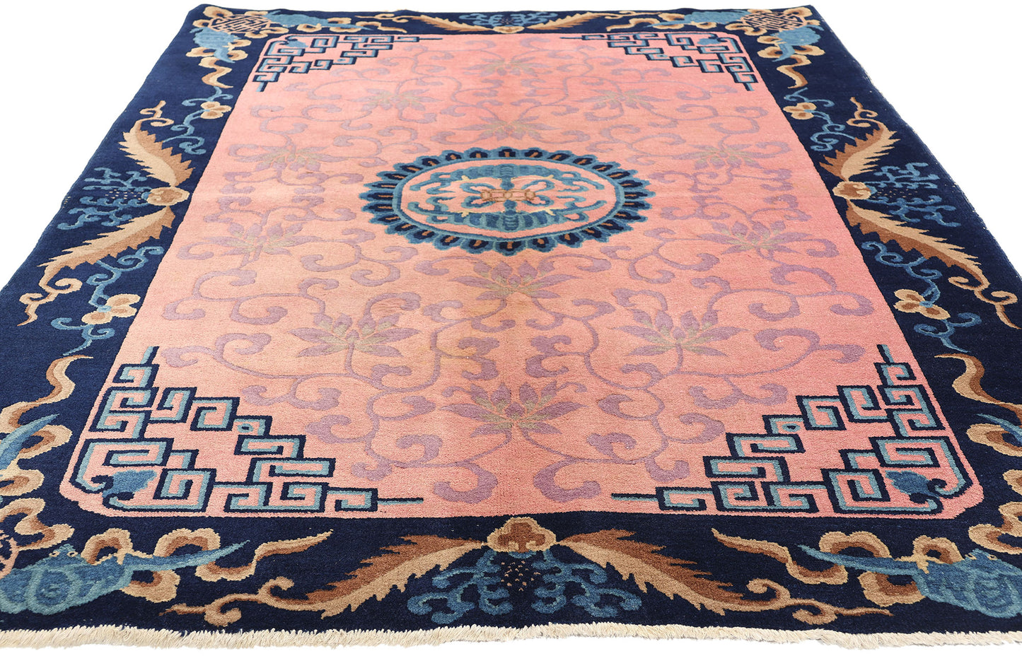 5 x 8 Antique Pink Chinese Art Deco Rug 78184