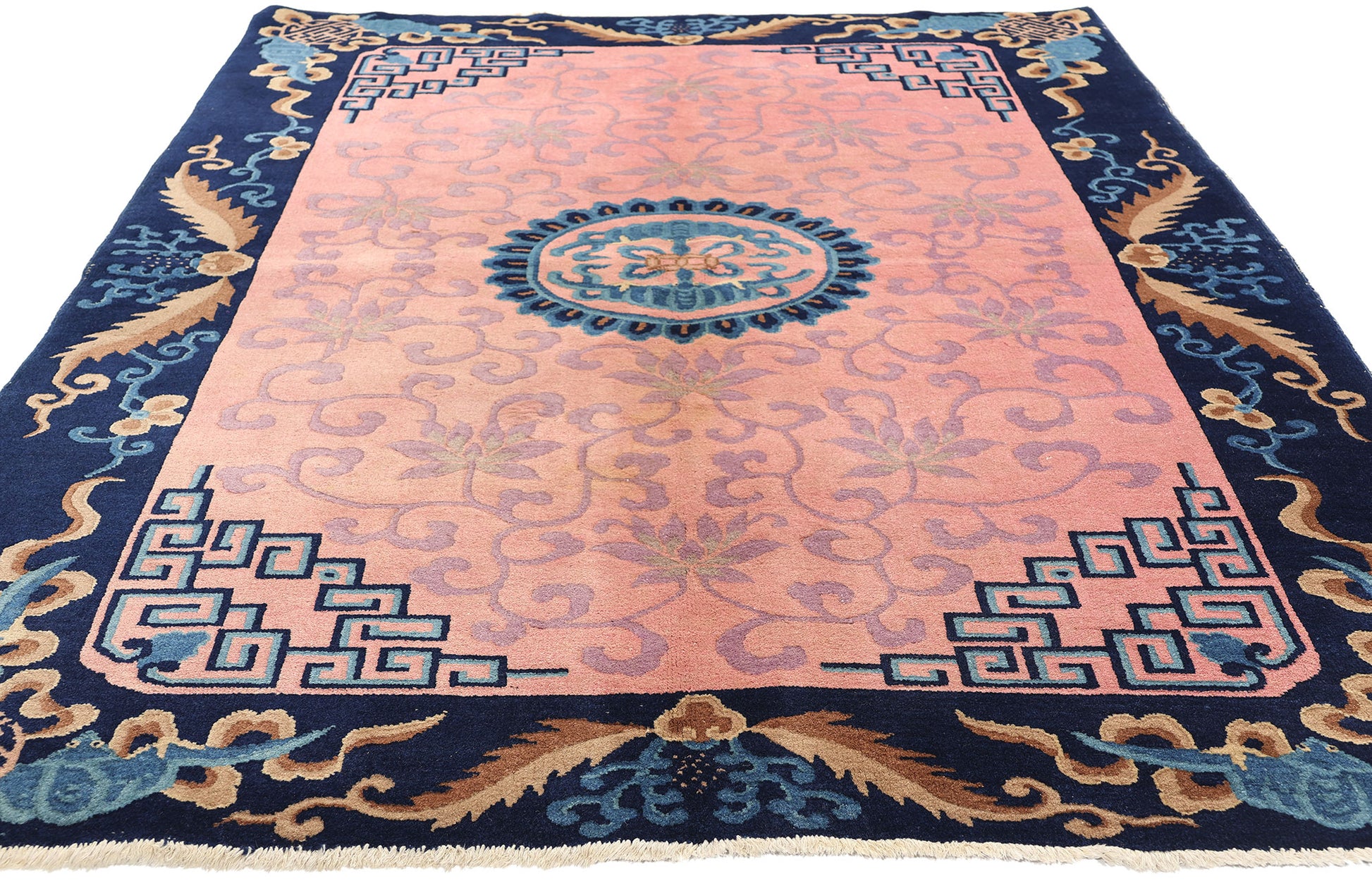 5 x 8 Antique Pink Chinese Art Deco Rug 78184