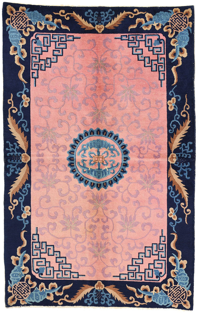 5 x 8 Antique Pink Chinese Art Deco Rug 78184