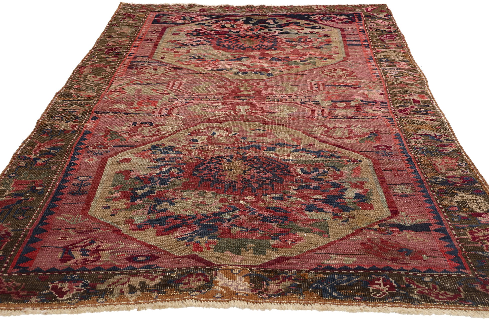 4 x 8 Antique Caucasian Karabagh Rose Rug 61160