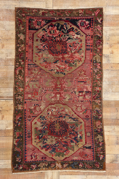 4 x 8 Antique Caucasian Karabagh Rose Rug 61160