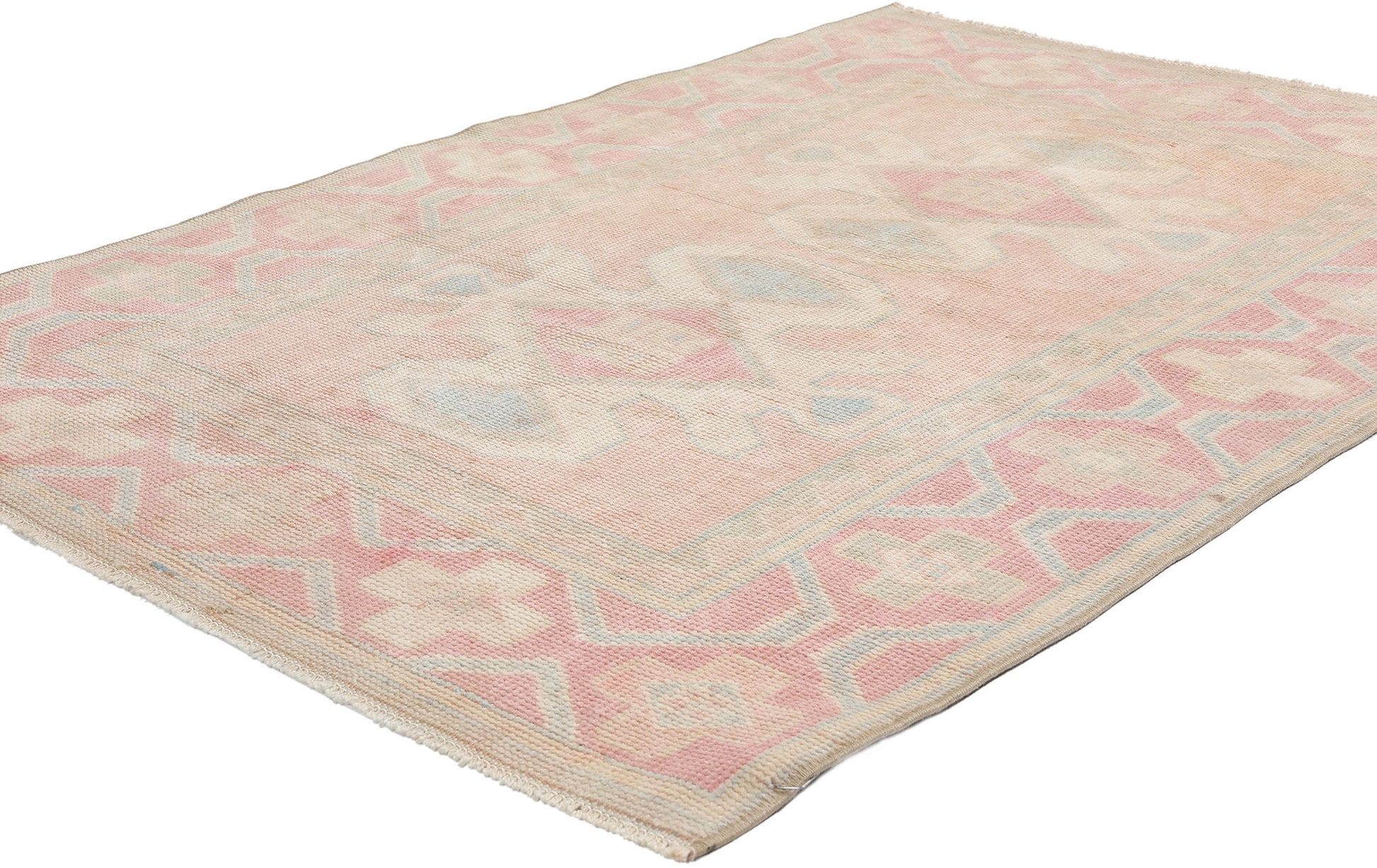 3 x 4 Vintage Pink Turkish Oushak Rug 53931