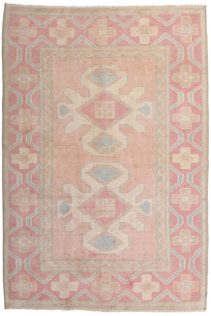 3 x 4 Vintage Pink Turkish Oushak Rug 53931