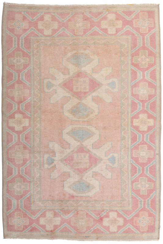 3 x 4 Vintage Pink Turkish Oushak Rug 53931